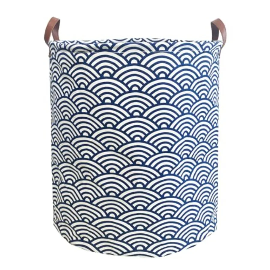 

Waterproof Hamper Collapsible Basket Leather Handle Bag Large Clothes Storage Toy Organization for Bathroom Bedroom room Colleg