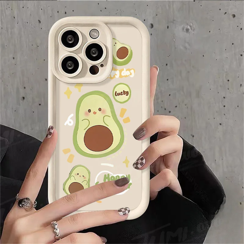 Cartoon Cute Avocado Case for Xiaomi Redmi Note 13 12 11 Pro Plus 4G 5G 12S 11S 10S 10 9 9S 8 12C 13C A3 TPU Protective Printing