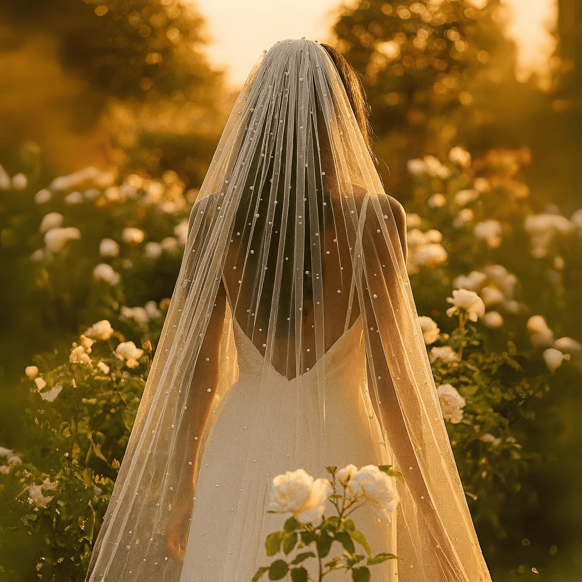 

1/2/3 M Ivory One Layer Pearls Tulle Bridal Veil Soft Beaded For Marriage Bride Cathedral Length with Comb Wedding Accessories
