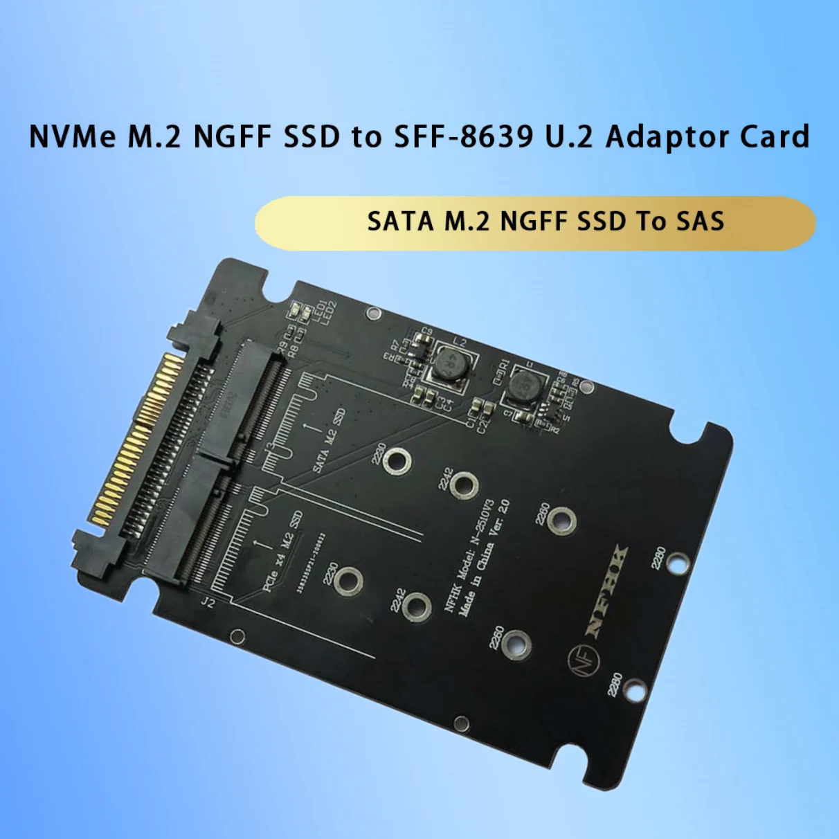 

SATA M.2 NVMe SSD to SAS Adapter Card NGFF SSD to SFF-8639 U.2 Converter SFF-8639 to SFF-8634 Data Cable for Storage Expansion