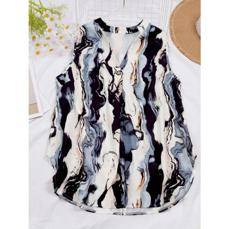 เสื้อกล้ามผู้หญิงไซส์ใหญ่แบบใหม่ ติดกระดุม คอกลม แขนกุด ทรงเข้ารูป แฟชั่นเสื้อผู้หญิง