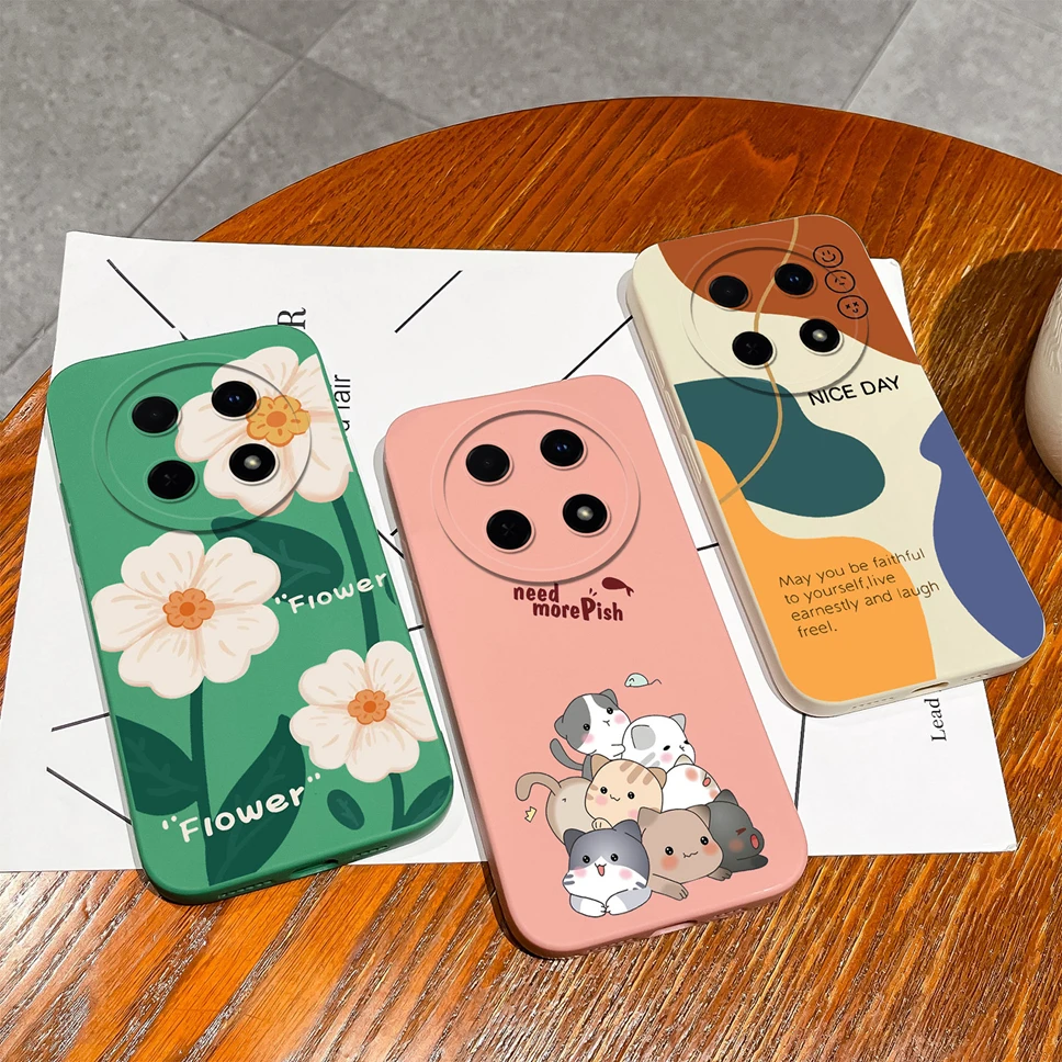 Phone Case For Huawei Enjoy 70 Pro Liquid Silicone High Quality Fashion Lovely Flowers Cover For Huawei Enjoy70Pro Fundas Shell