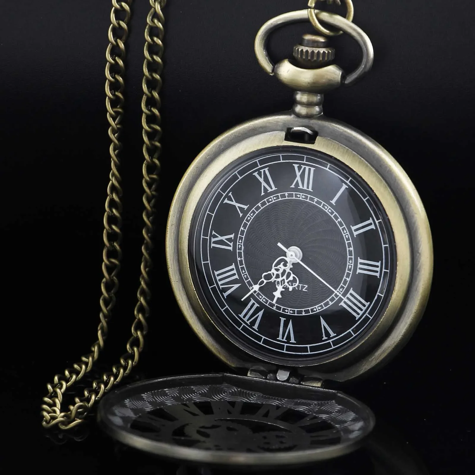 Steampunk النحاس خمر الجوف والعتاد ريترو كوارتز ساعة الجيب رجل خمر قلادة جيب فوب ساعة هدية رائعة