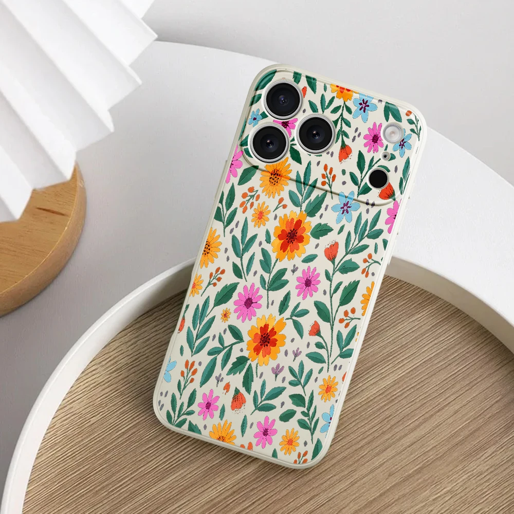 غطاء من البولي يوريثان بنمط الأزهار الطازجة لهاتف iPhone17 ProMax 17 Air 16 15 14 13 12 11 Pro Max XS Max7 8 Plus 16e 16 Plus