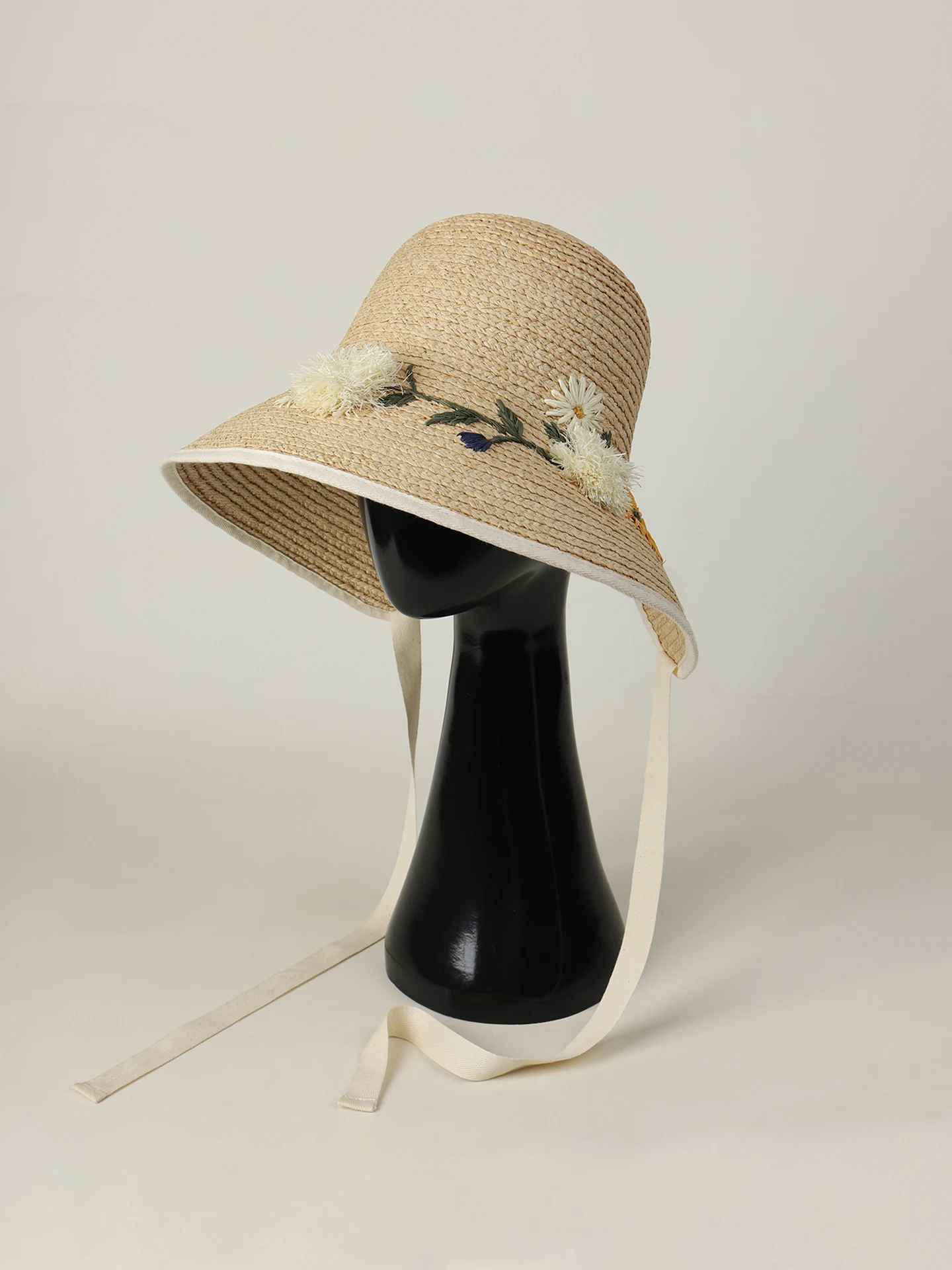 summer-elegant-floral-sunshade-straw-hat-large-brim-round-top-youth-travel-vacation-women's-hat-breathable-upf50-natural-raffia
