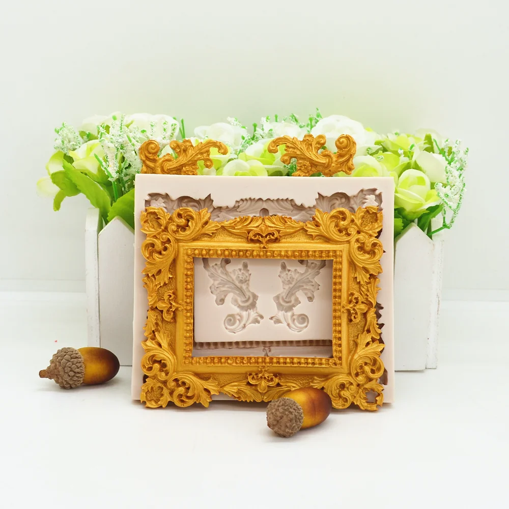 Silicone Mold Flower Frame Lace Resin DIY Cake Chocolate Candy Fondant Moulds For Baking Decoration Tool Kitchenware Accessories