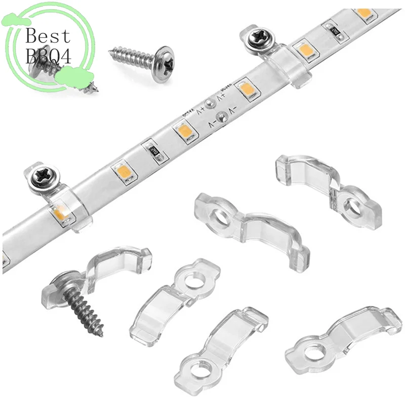 (BBQ4)50Pcs Mounting Brackets Clip Side Fixing Clips With Screws 10MM For 5730/5050/2835/3014 SMD LED Waterproof Strip Light