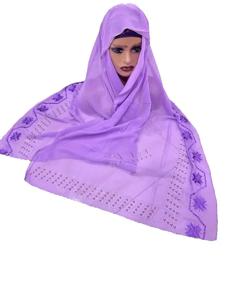 

High-Grade Traditional East African Indian Muslim Head Scarf Breathable Small Chiffon with Floral Pattern for Summer Ethnic Wear