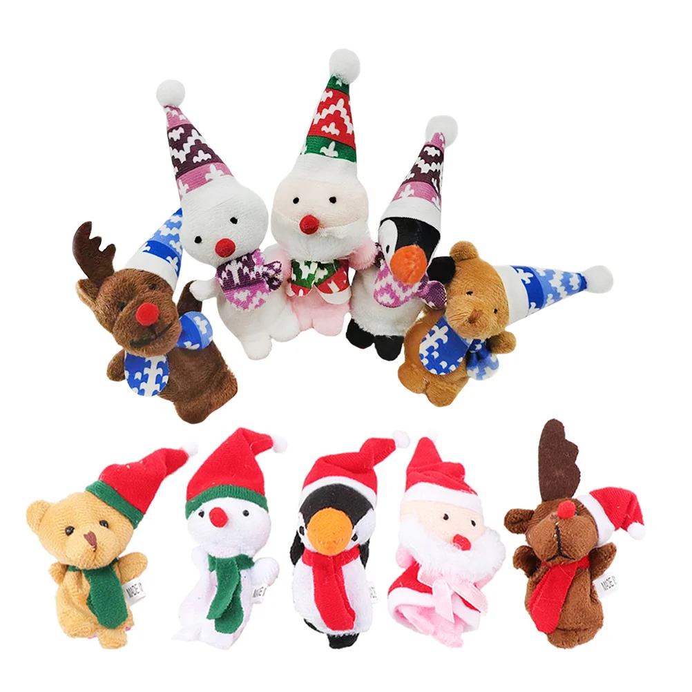 

10 Pcs Christmas Finger Puppets Colorful Animal Playthings Cartoon Adorable Toys Cloth Portable Long-lasting Fabric Material