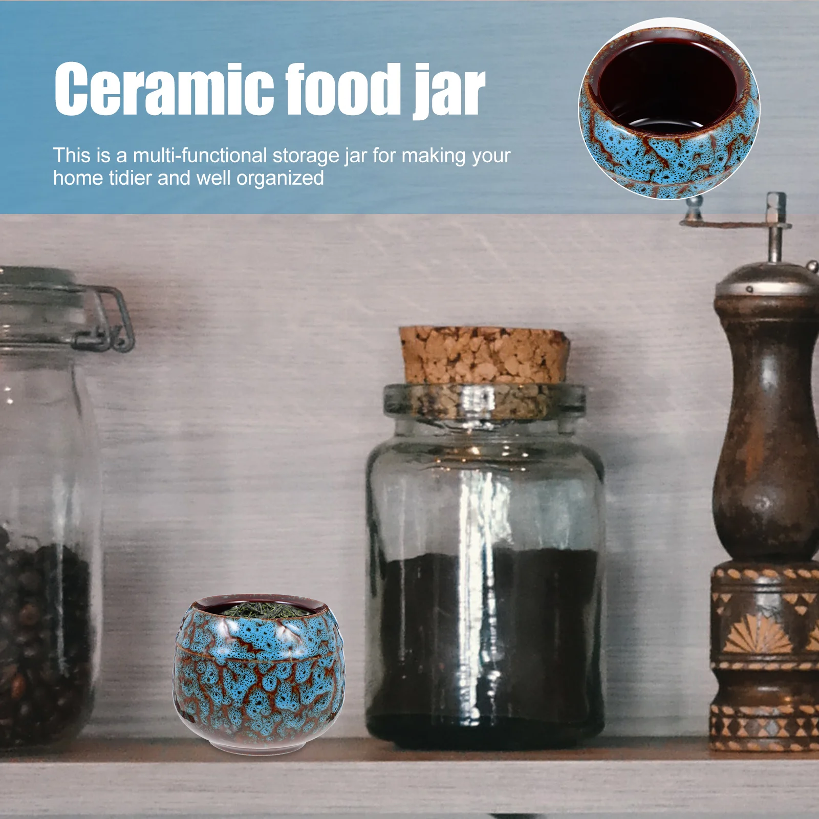

Vintage Ceramic Tea Canister Loose Leaf Tea Storage Jar Sealing Lid Space Saving Multi-Purpose Food Storage Container