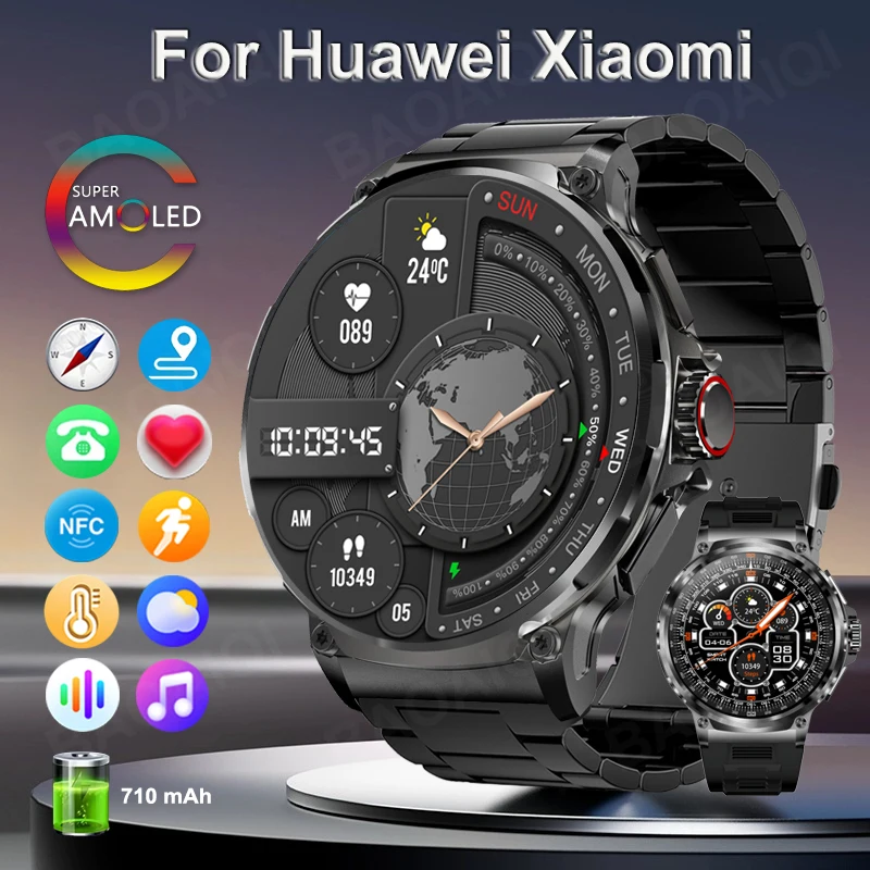 

For Huawei Xiaomi GPS Track 2024 New Smart Watch Men 1.85-Inch Ultra HD AMOLED Screen 710 Mah Battery Bluetooth Call SmartWatch