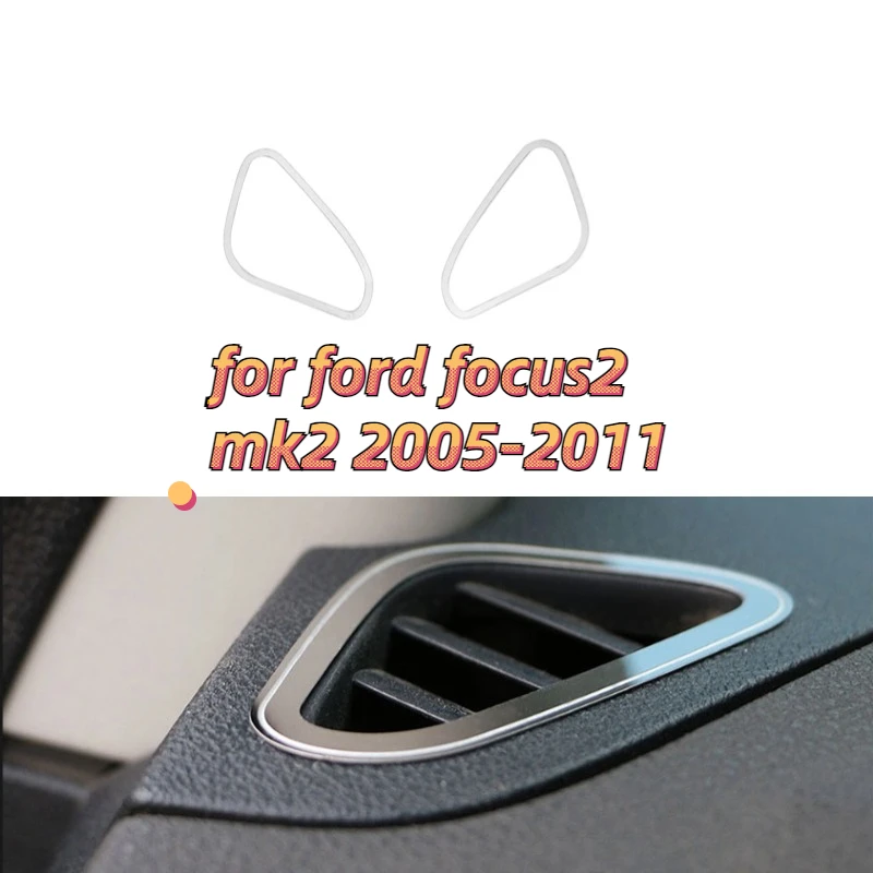 2pcs Stainless Steel Air Conditioning Vent Cover Ac Outlet Sticker for Ford Focus 2 MK2 2005 - 2012 Accessories