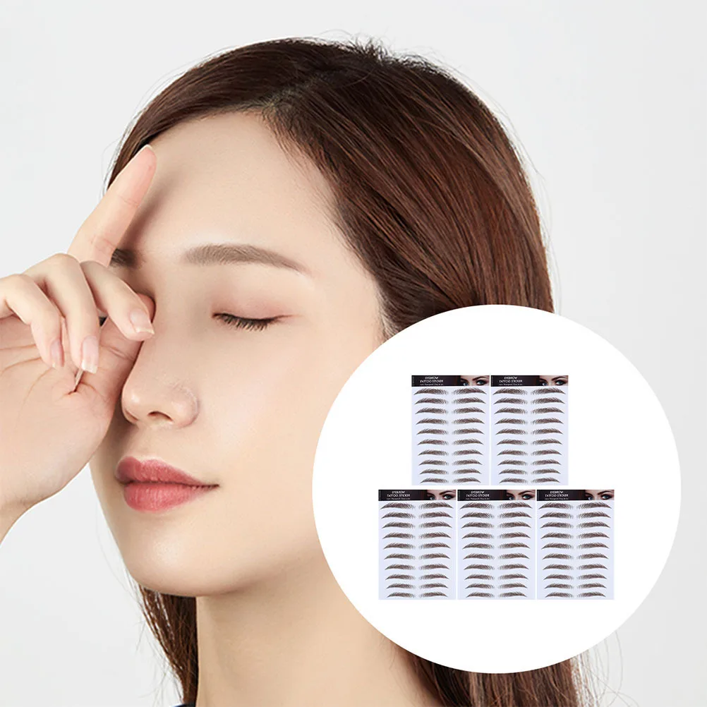 

5Pcs Eyebrow Transfer Stickers 6D Hair-Like False Eyebrows Cosmetics for All Face Shapes Effortless Perfect Look Daily Use