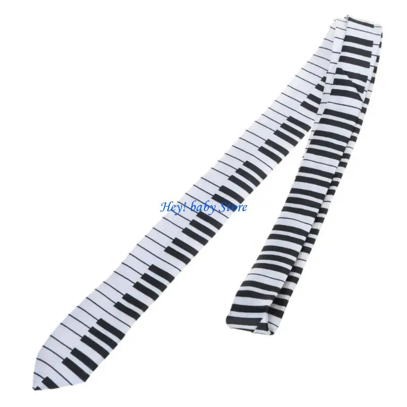 Q1Fe nam đen & trắng bàn phím piano cà vạt cà vạt cổ điển Skinny Music Tie