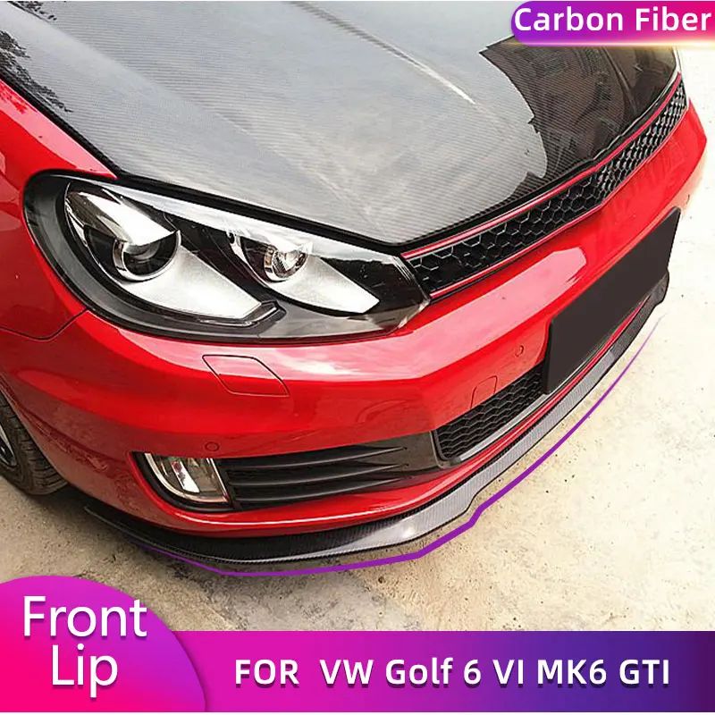 Carbon Fiber Front Bumper Lip Spoiler For Volkswagen VW Golf 6 VI MK6 GTI Hatchback 2010-2013 Car Front Lip Chin Apron Body Kit