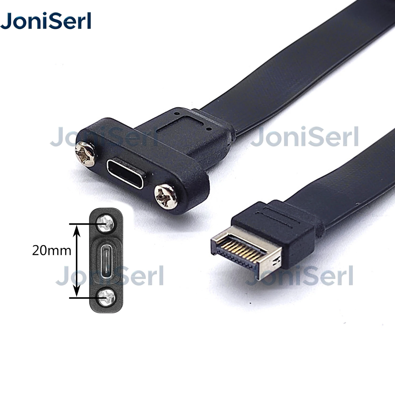 USB 3.2 20Pin Type-E IDC Front Panel Header to USB-C Type-C Female Extension Cable 20Gbps with  Mount Screw