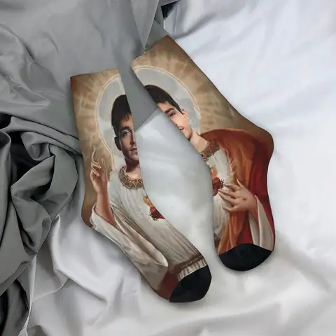 Charles Leclerc Jesus Calze divertenti Design Calzini retrò Calzini invernali antiscivolo Adulti Uomini che corrono Calzini sportivi di alta qualità