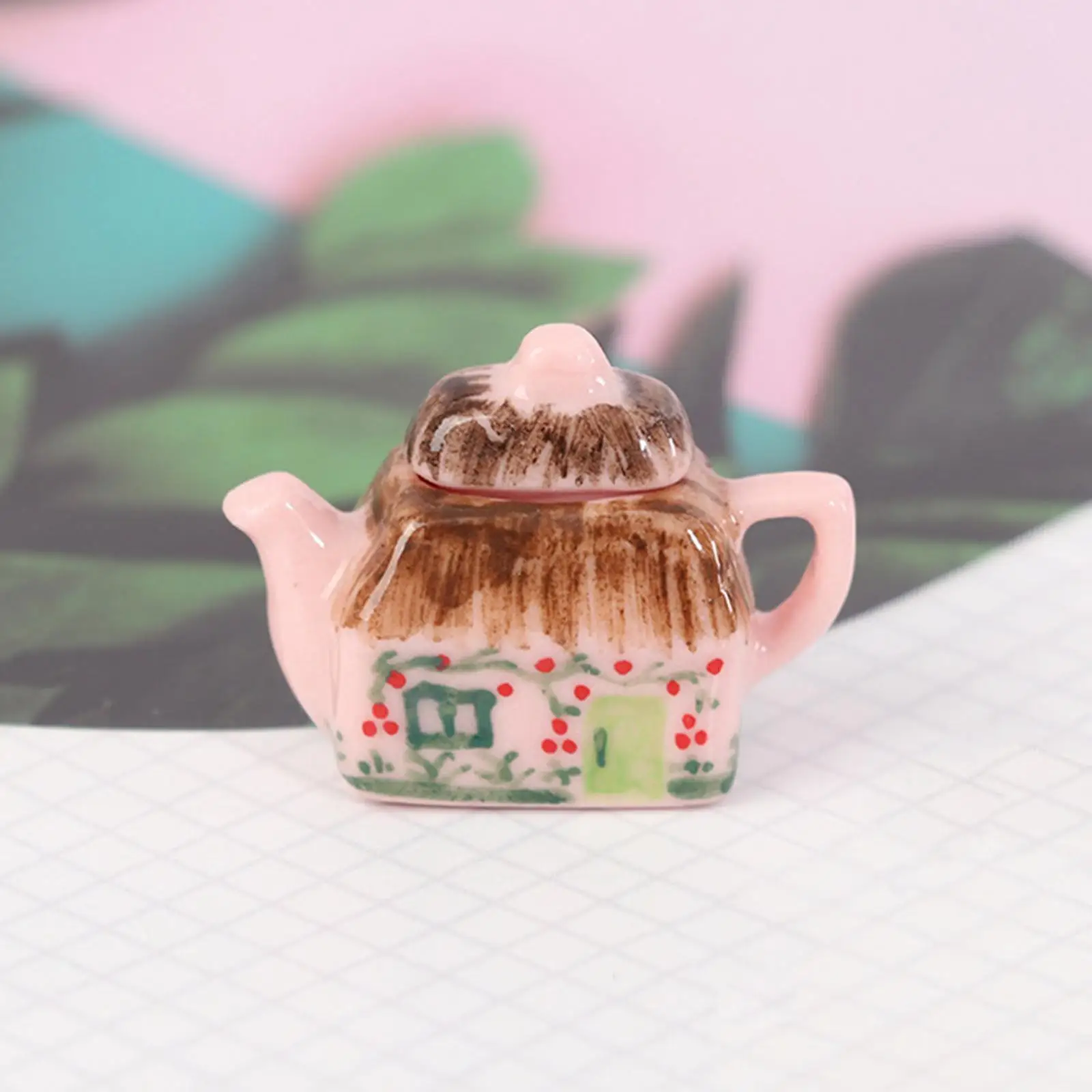 Czajnik do herbaty w skali 1:12 Miniaturowy wystrój Zabawka do zabawy w udawanie Statuetka dekoracyjna Meble do domku dla lalek Czajnik do domku dla lalek do salonu w domu
