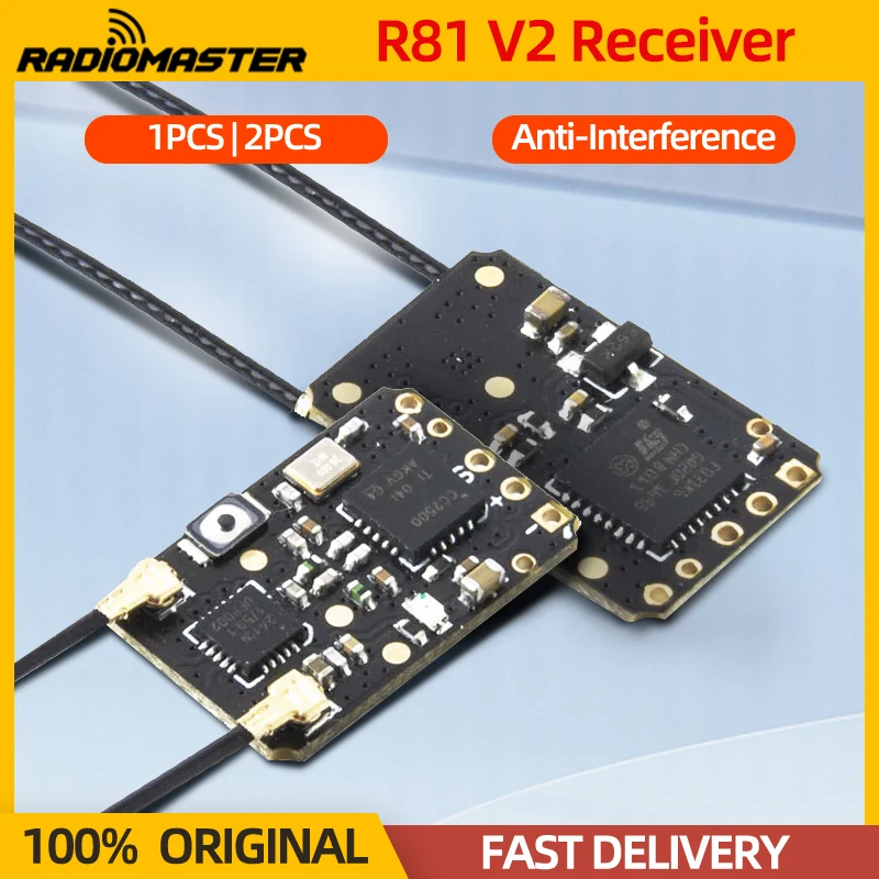 1/2PCS RadioMaster R81 V2 2.4GHz Receiver 8CH D8 SFHSS Compatible PWM SBUS Anti-Interference For RC FPV Radio Transmitter Drone