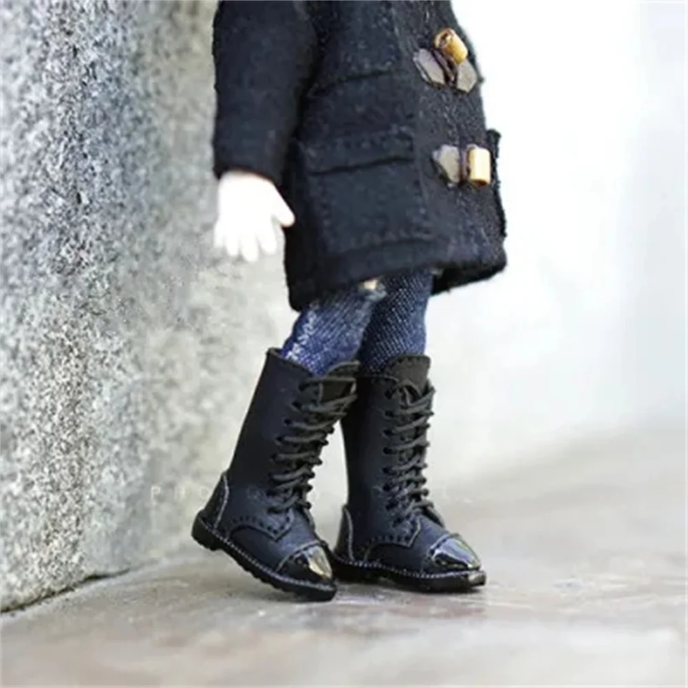 OB11 doll shoe  1/12size OB24 Blythes fashionable new British style high top boots lace-up shoes black and white brown khaki etc