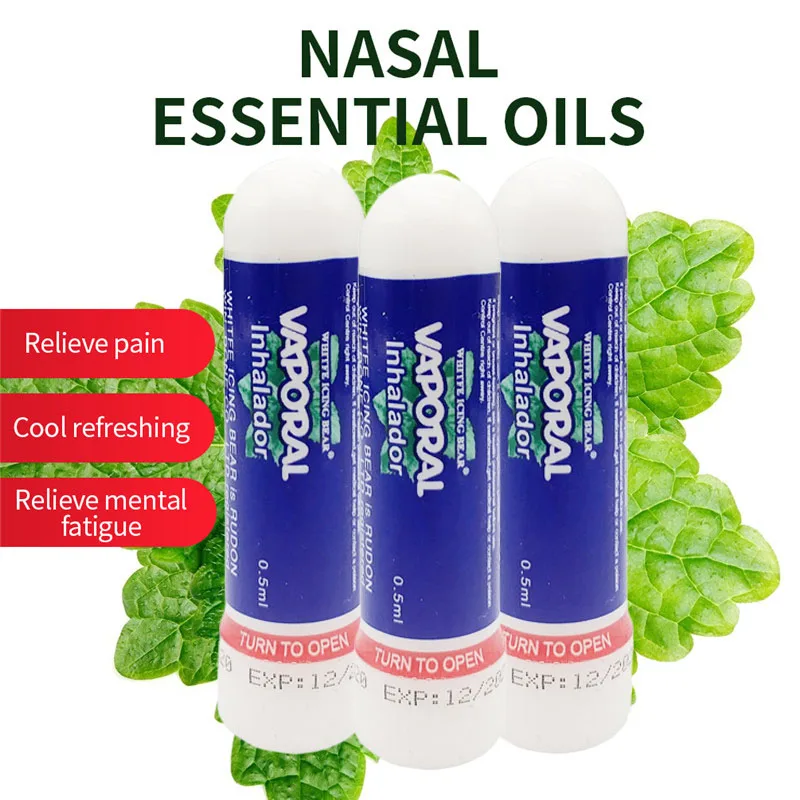 3pcs Cooling Mint Nasal Inhaler Rhinitis Cool Cream Anti-Drowsy Essential Oils Nose Headache Congestion Relief Herbal Ointment