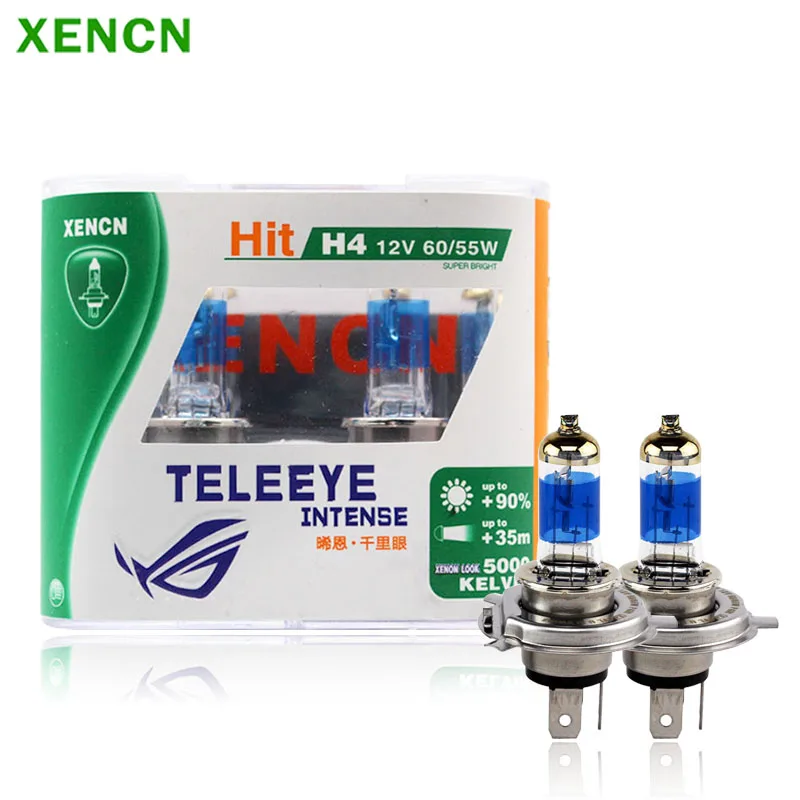 

XENCN H4 Intense Teleeye Halogen Headlamp 12V 60/55W White Car Bulbs 5000K Xenon Look OEM Quality High Bright Auto Lamps 2 Pcs