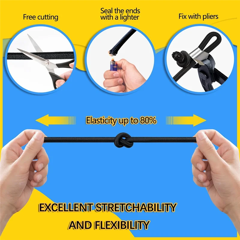 AA05 Rubber Cord For Trailer Tarpaulin, Expander Rope For Trailers, Weatherproof Rubber Cord For Versatile Use, 6 Mm X 10 M