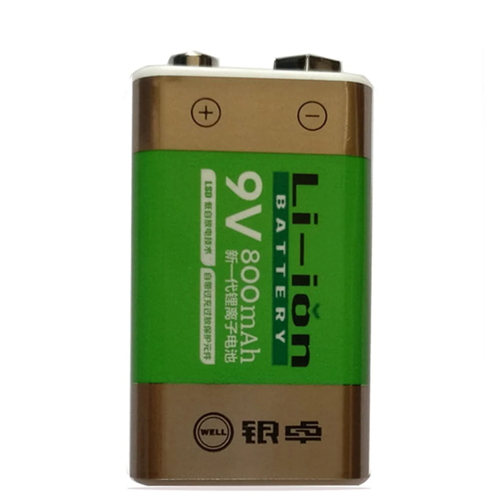 NEW 2PCS 800mAh SUPER BIG 9 v li-ion lithium 9 Volt Batterie Hersteller garantie+1PCS 9 V charger