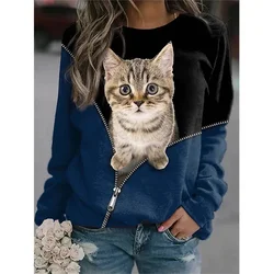 Kawaii New 3D Print Cute Animal Cats Sweatshirts Women Funny Streetwear Pullovers Fashion Harajuku Clothing Winter Pullover Tops