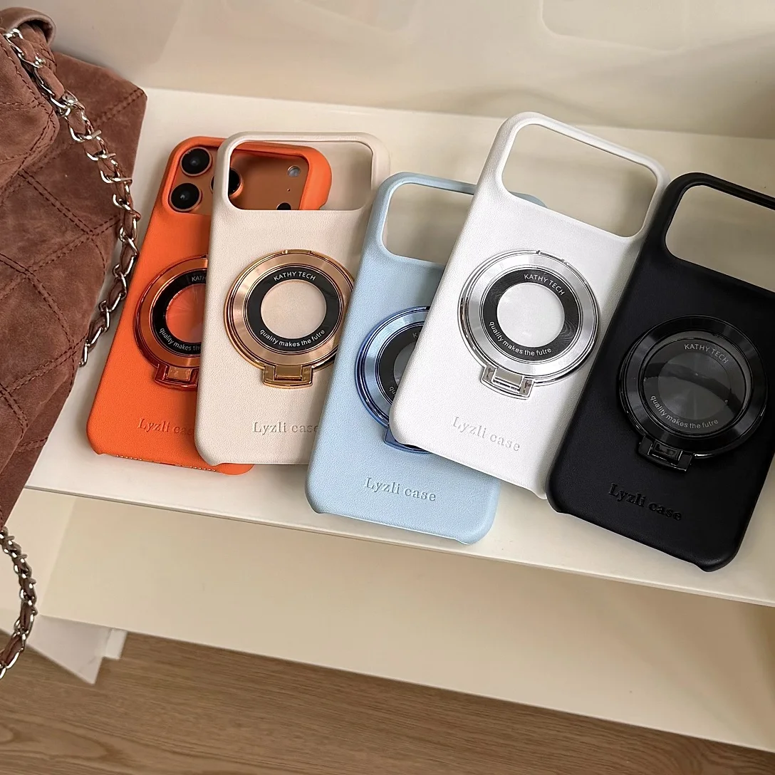 

Hot Classical Magnetic Bracket Leather Case For iPhone 13 14 15 16 17 Air 17 Pro Max Funda Kickstand Phone Cover Stand Holder