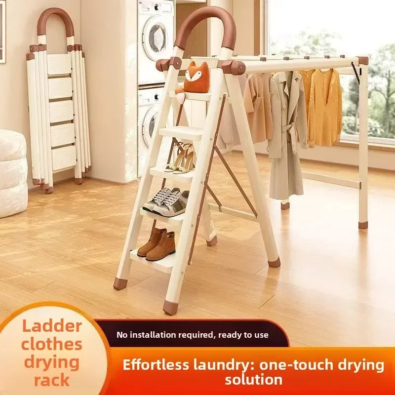 Ladder Four Five Six Steps Clothes Drying Rack Household Telescopic Indoor Thickened Foldable Telescoping Step Ladder for Home