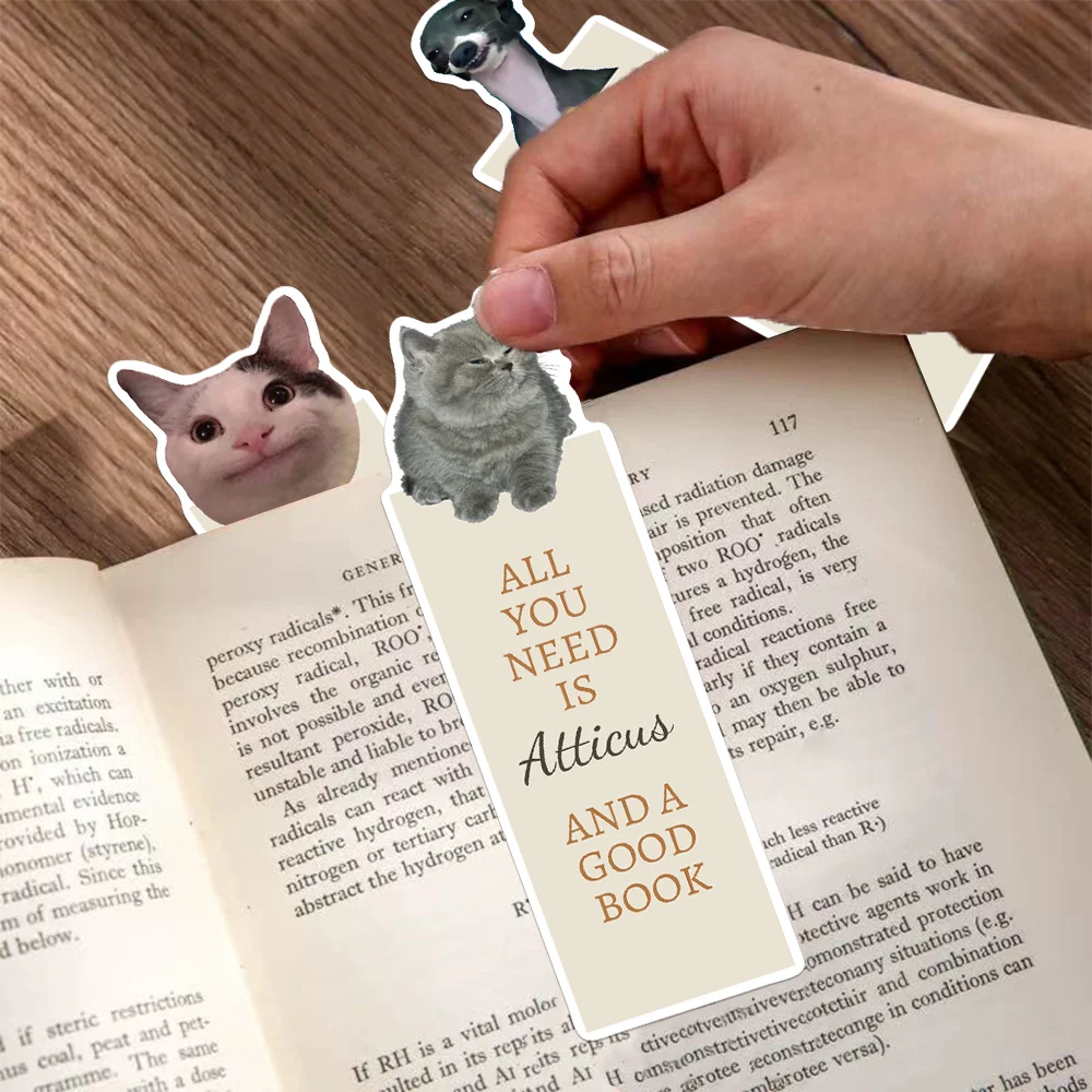 30PCS Cat Dog Quirky Emoji Bookmarks Decorative Student Office Supplies Reading Book Labeling Card Page Clip DIY Message Card