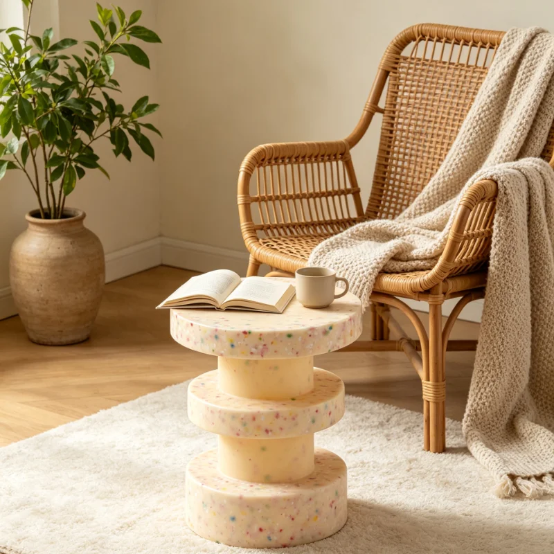 Home  Modern Minimalist Round Center Table With Two Tier Design Art Decor Trendy Home Living Room Office Reading Desk Organizer