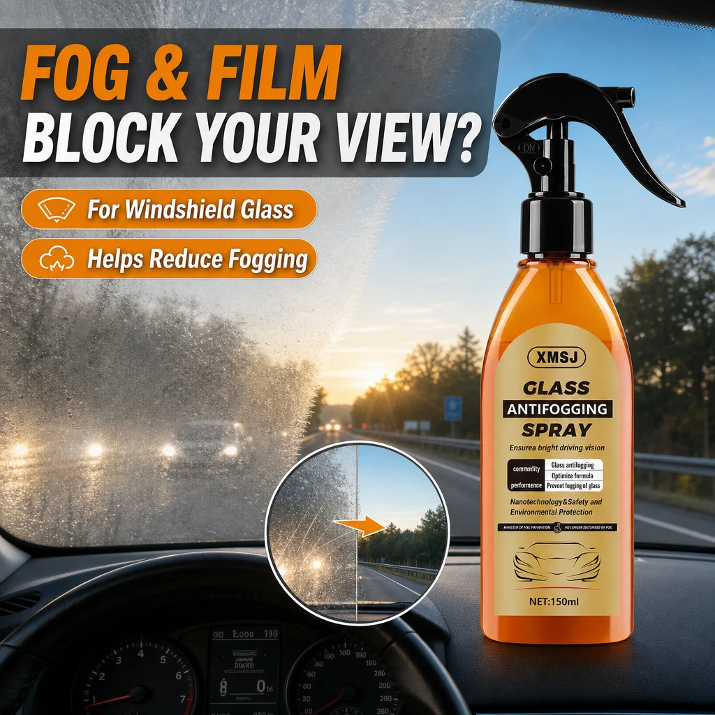 Car glass oil film cleaner-remove grease, bugs, water spots, restore clarity, safe glass, 150ml