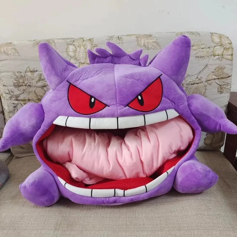 Kawaii Anime Pokemon Gengar Big Tongue Plushies Peripheral Big Size Sleep Pillow Dual Purpose Nap Blanket Gifts For Children