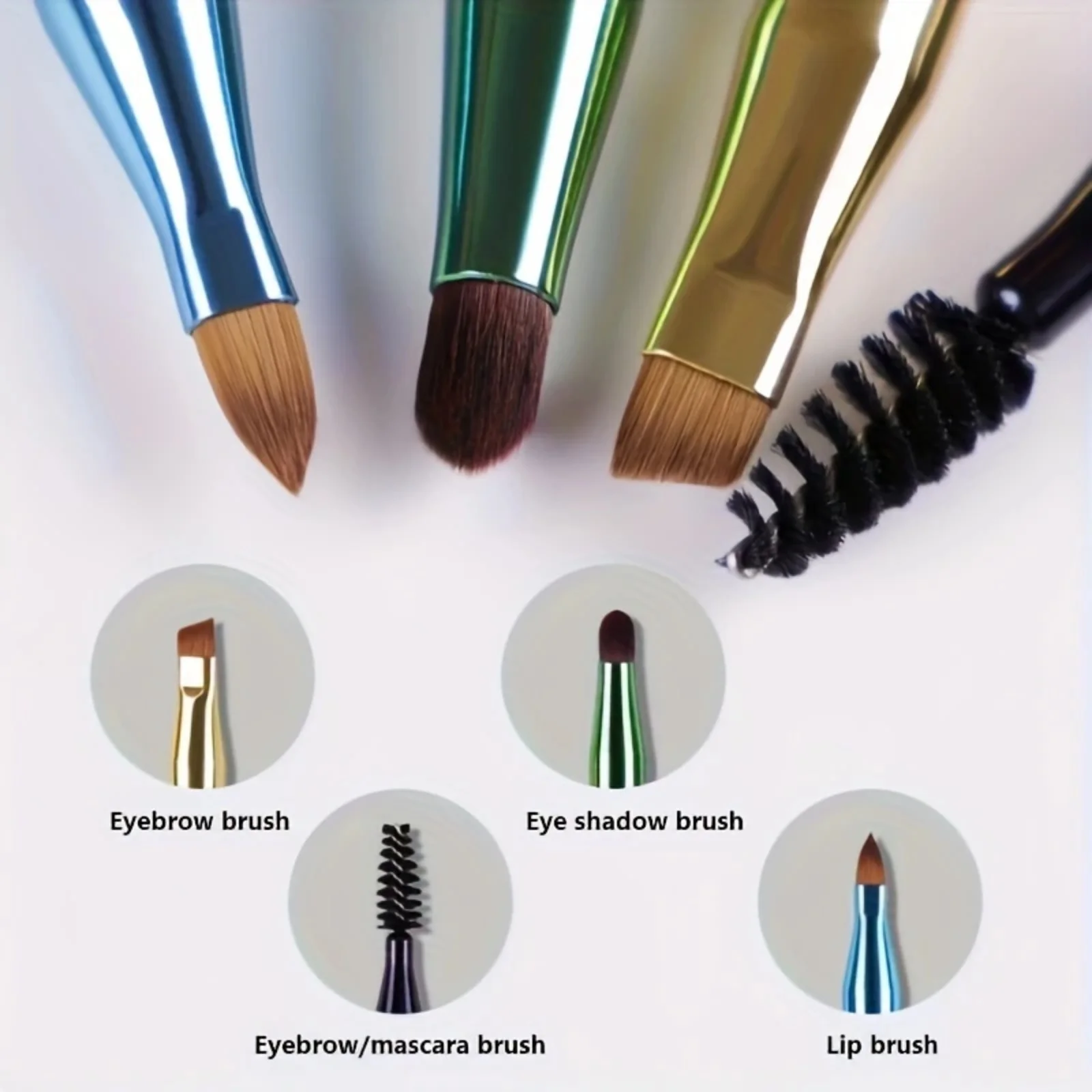 Pennello per trucco 4 in 1 Ombretto staccabile Vite per sopracciglia Pennello per labbra per fondotinta Correttore Strumenti portatili per trucco da viaggio