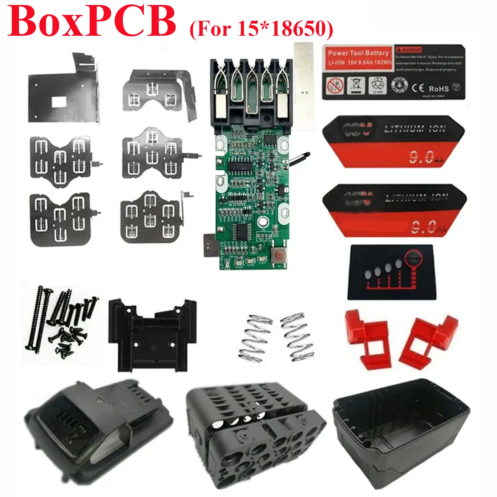 Li-ion Battery Case BMS Protection Board PCB Shell 5S3P 15 Core 18650 For M18 For Milwaukee 18V 9.0Ah Housings Sticker Label