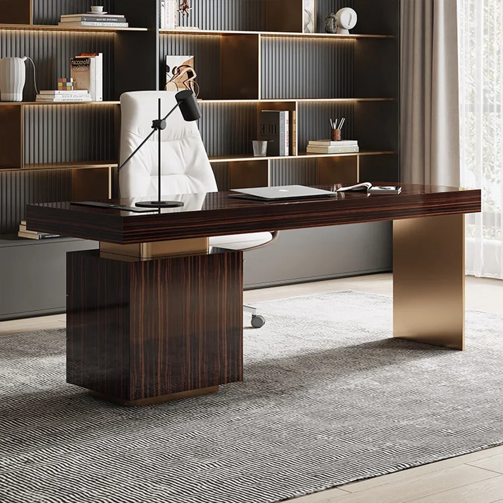 

л # Роскошная мебель для домашнего офиса, коммерческий деревянный офисный стол из массива дерева с шкафом