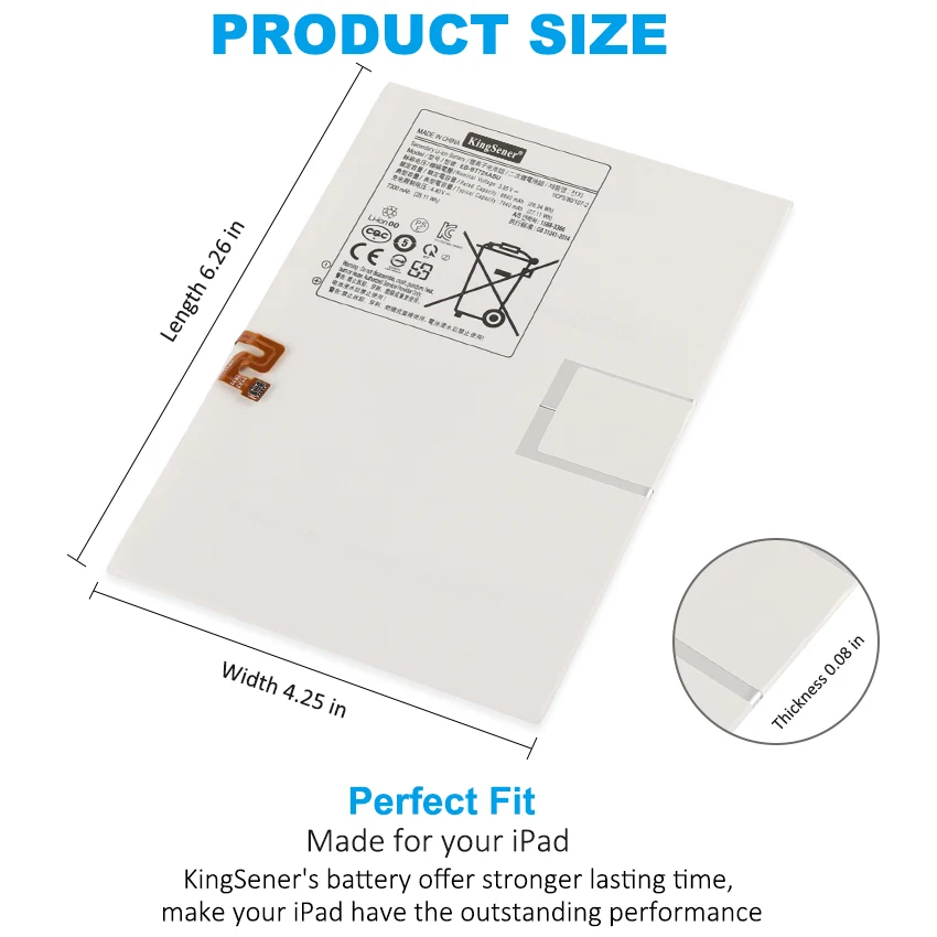 KingSener EB-BT725ABU Replacement Battery for Samsung Galaxy Tab S5e T725C T720 S6 Lite SM-P610 P615C Tablet Battery 7040mAh