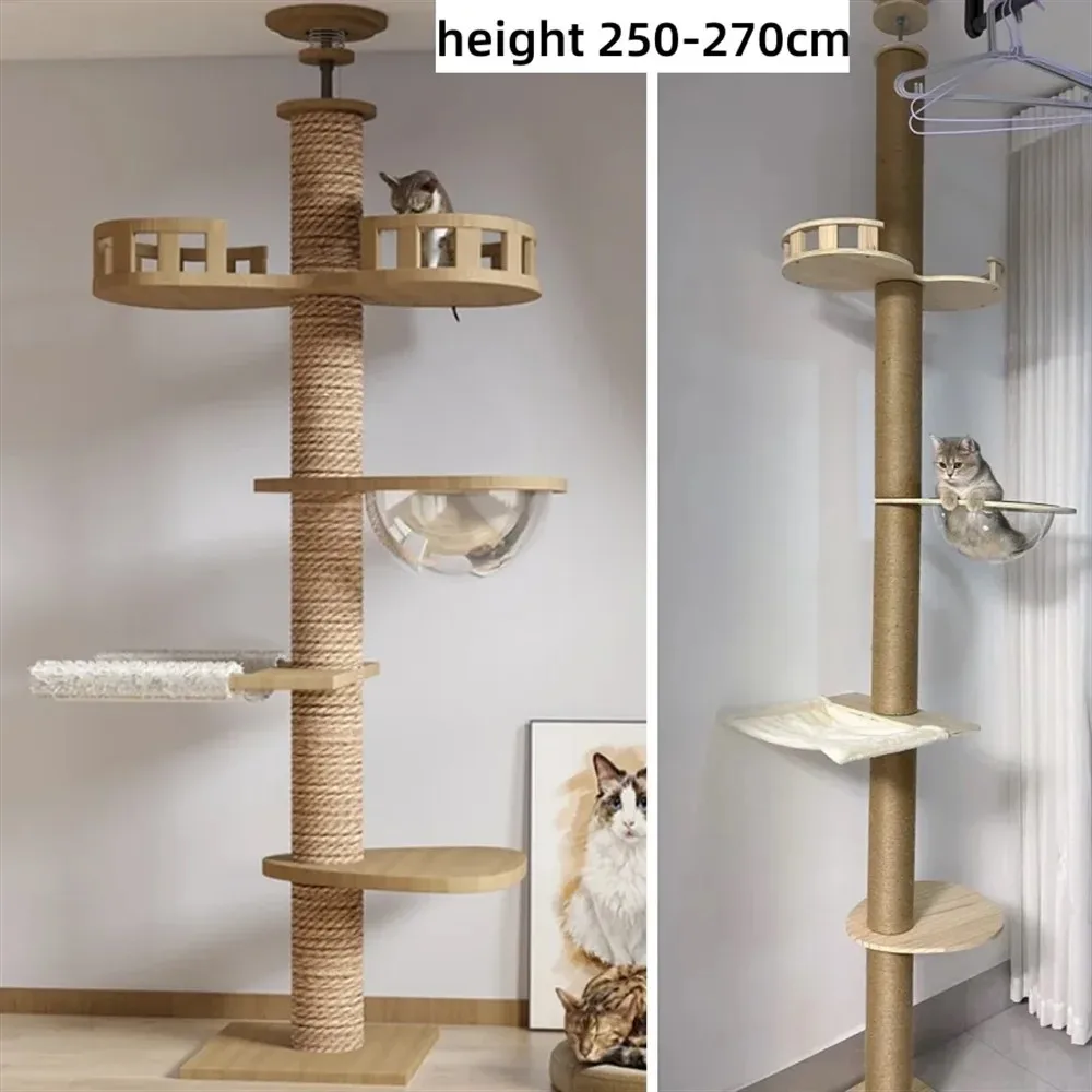 Verstelbare Krabpaal Huis Kat Toren Van Vloer Tot Plafond Katten Multi-Niveau Condo Met Krabpaal Hangmat Huisdier Kat huisdier Producten