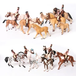 Realistic Pinto,Fjord,Hanoverian,Quart,Andalusian Riding Horse and Foals with Rider Equestrian Knight Horseman Model Playset
