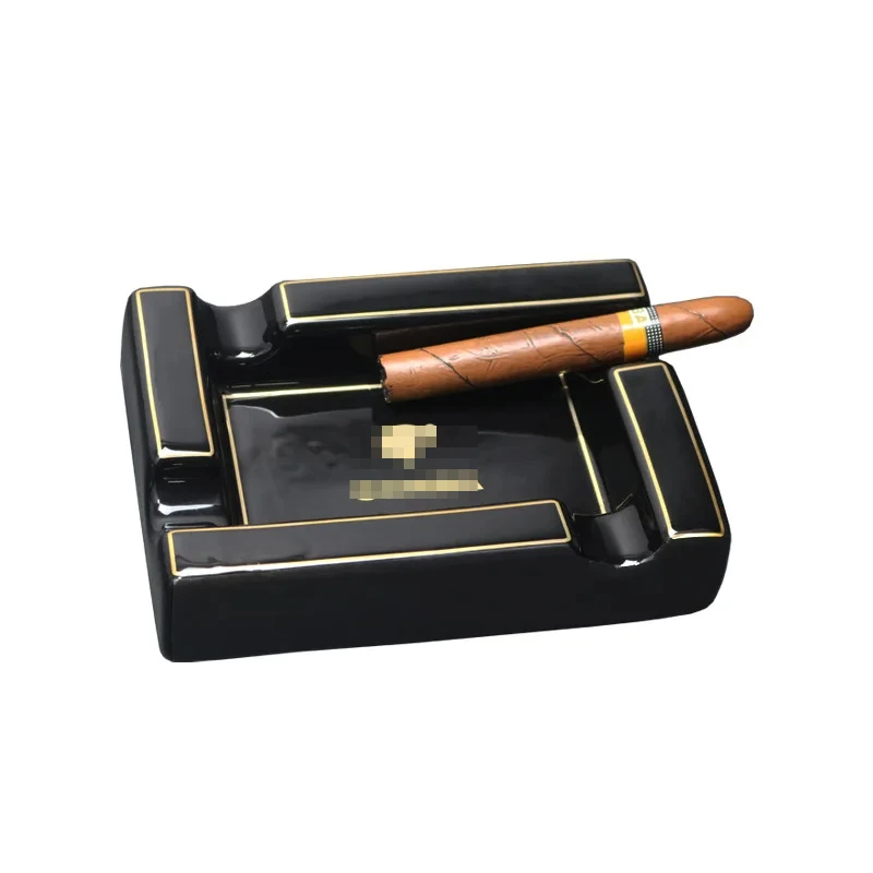 Large Ceramic Cigar Ashtray with Four Slots, A Luxurious and Creative Design Use on Desks or In Offices As A Smoking Accessory