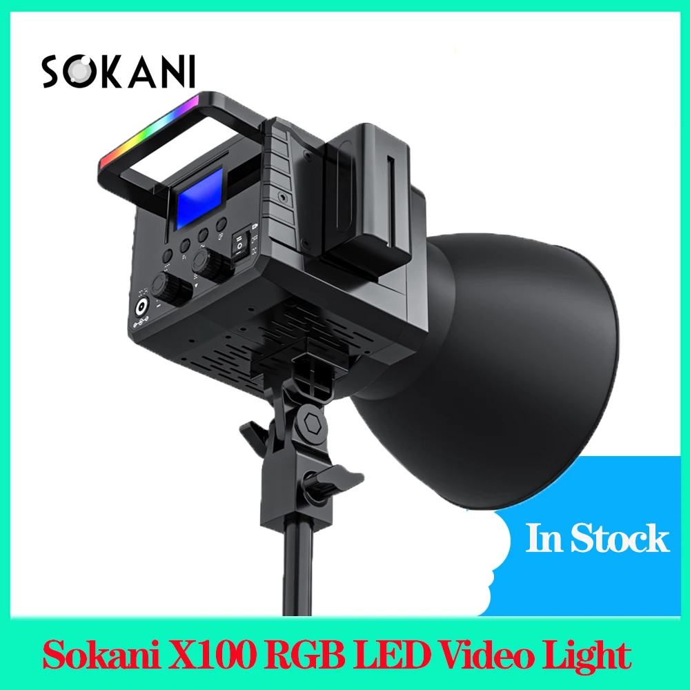 

Sokani X100 RGB LED Video Light With Soft Light Box with Light Stand for Indoor Live Broadcast and Photography For Camera