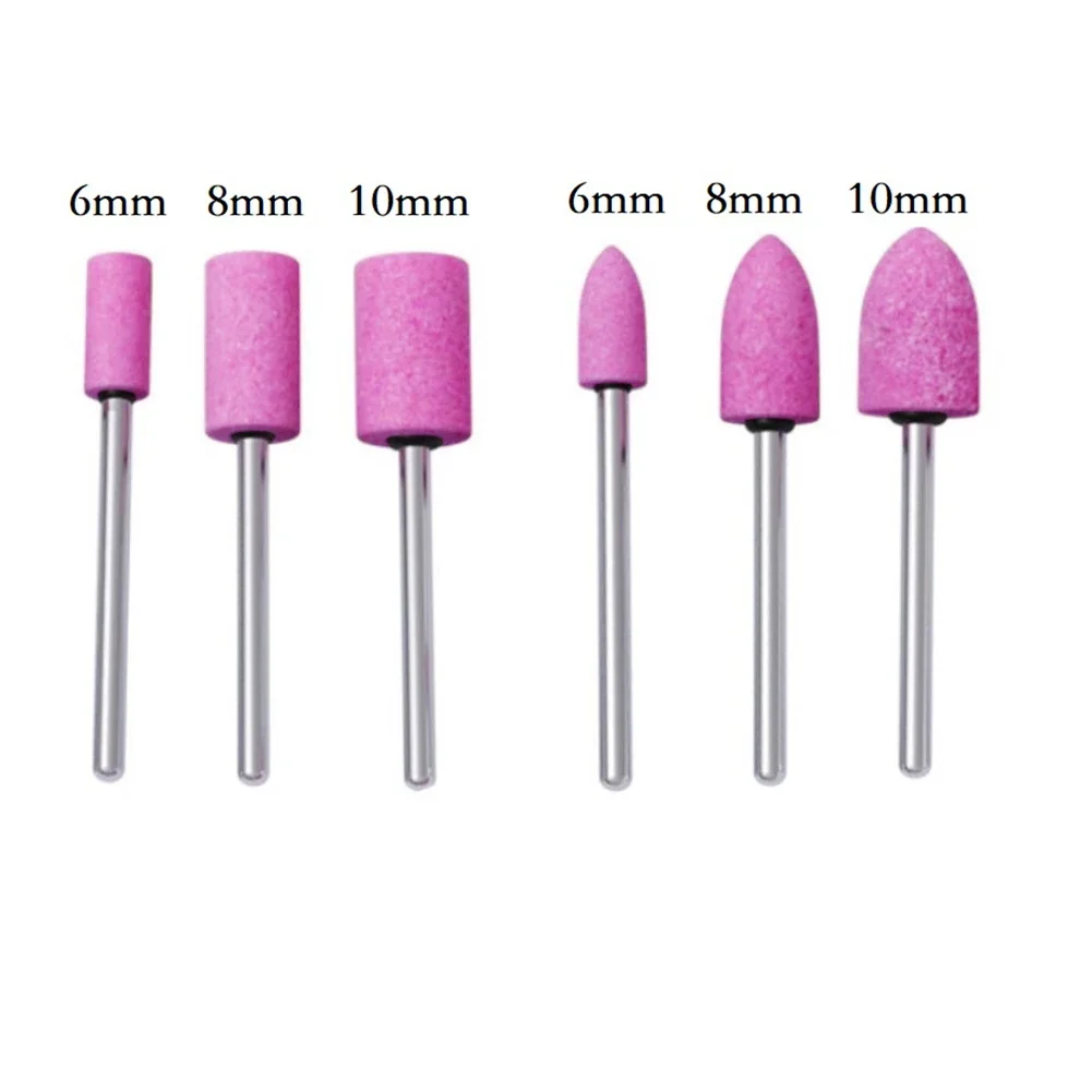6 pezzi punta da trapano per unghie utensile rotante elettrico punte da trapano per nail art rettifica lucidatura testa gambo fresa rotativa punte per unghie