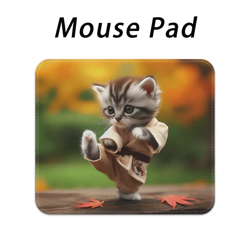 Kung Fu Cat pattern design mouse pad, rubber anti-slip, washable, high-definition printing computer accessory