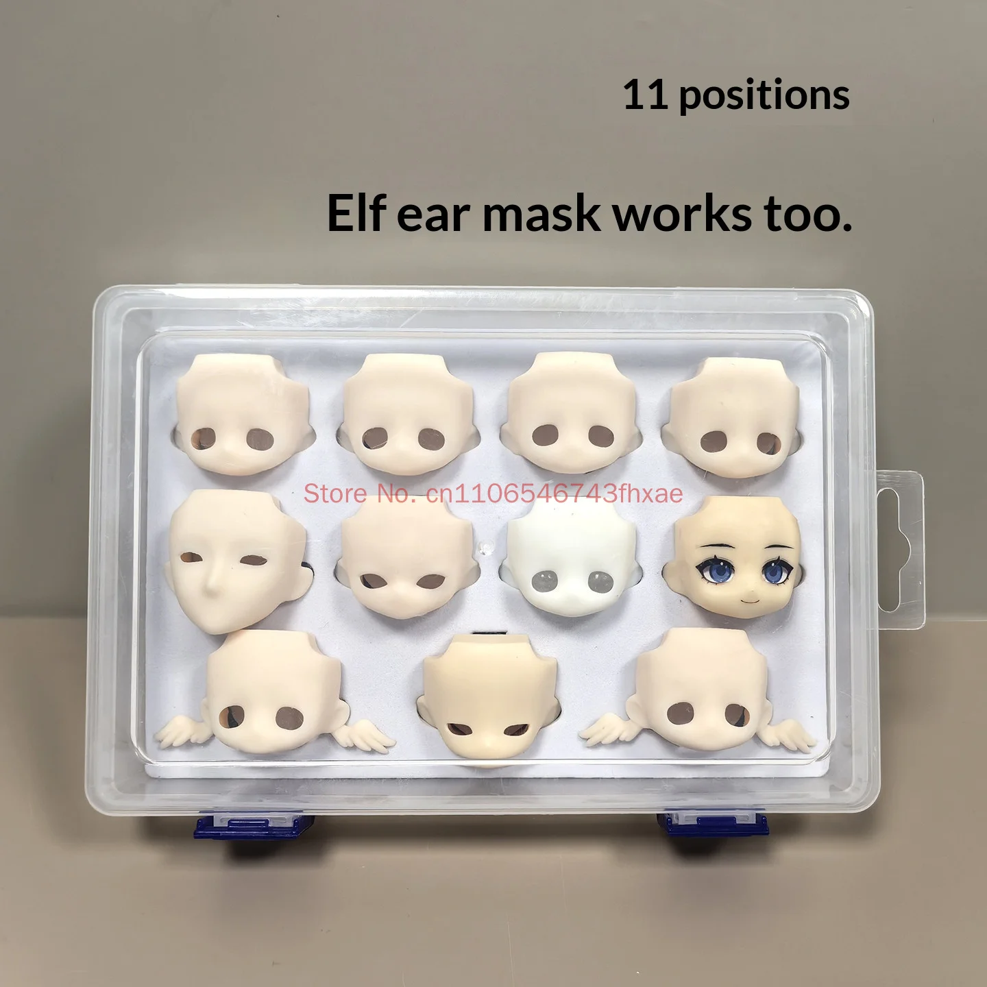 Transparent Storage Box for 1/12 Scale BJD Doll Face Shells Fixed Slot Design Large Capacity Compatible with GSC BJD Doll Faces