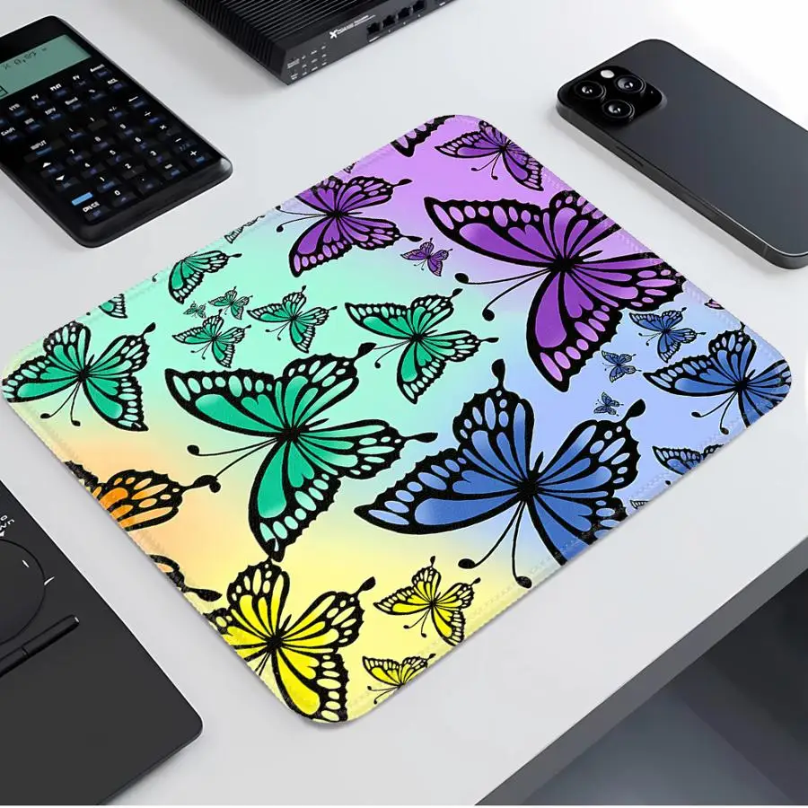 Rainbow Butterflies rubber Mouse Pad Desk accessories Computer Laptop Pad Game Console Pad office Pad Keyboard Mouse Pad