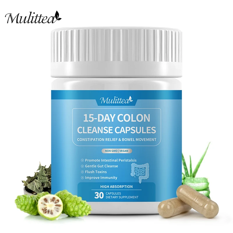 Mulittea 15-day Colon Cleanse Capsules for Daily Detoxification, Constipation Relief Gut Health Promotes Nutrient Digestion