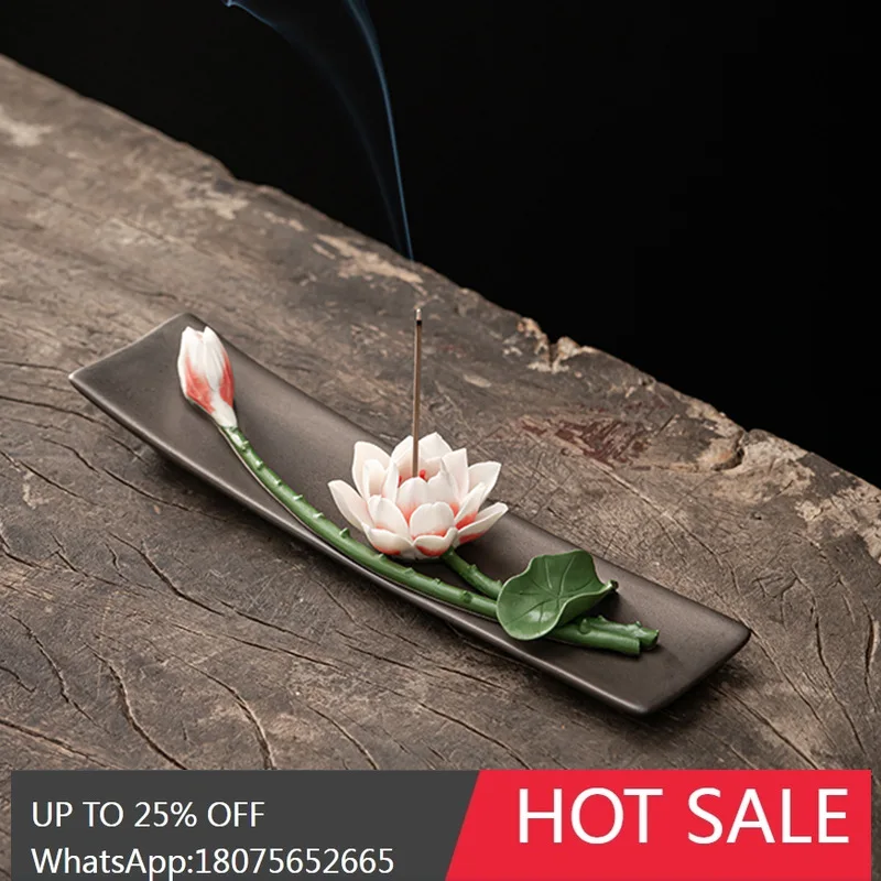 

MJY Zen Chinese Style Creative Ceramic Incense Holder Home Buddha Supplies Stand Incense Tray