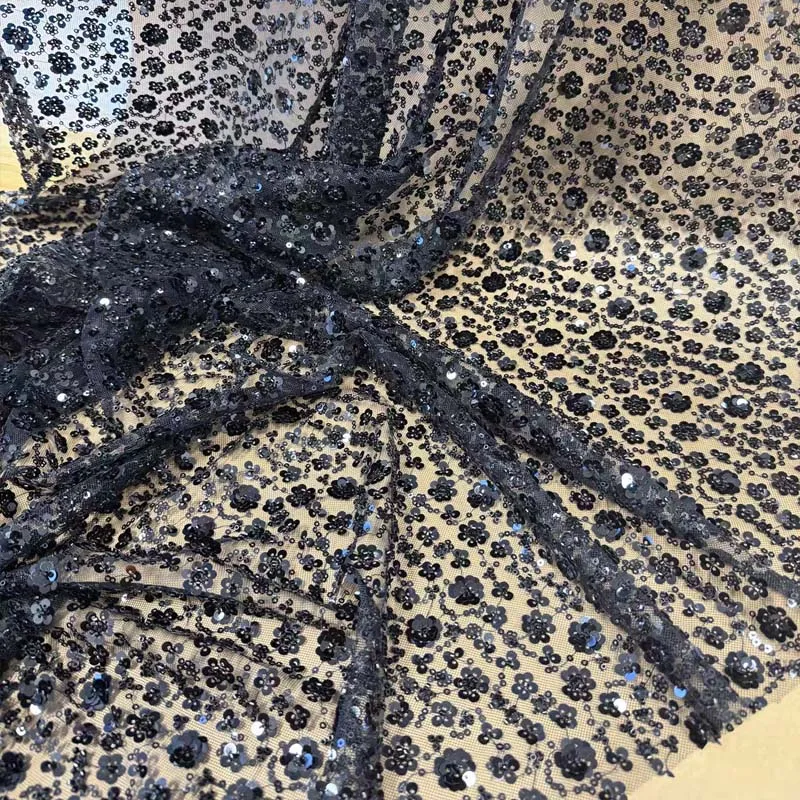 

Full Width Pearl Flower Sequin Bead Lace Fabric Fabric For Clothing, Dress, Wedding Dress Fabric, Background Decoration Fabric